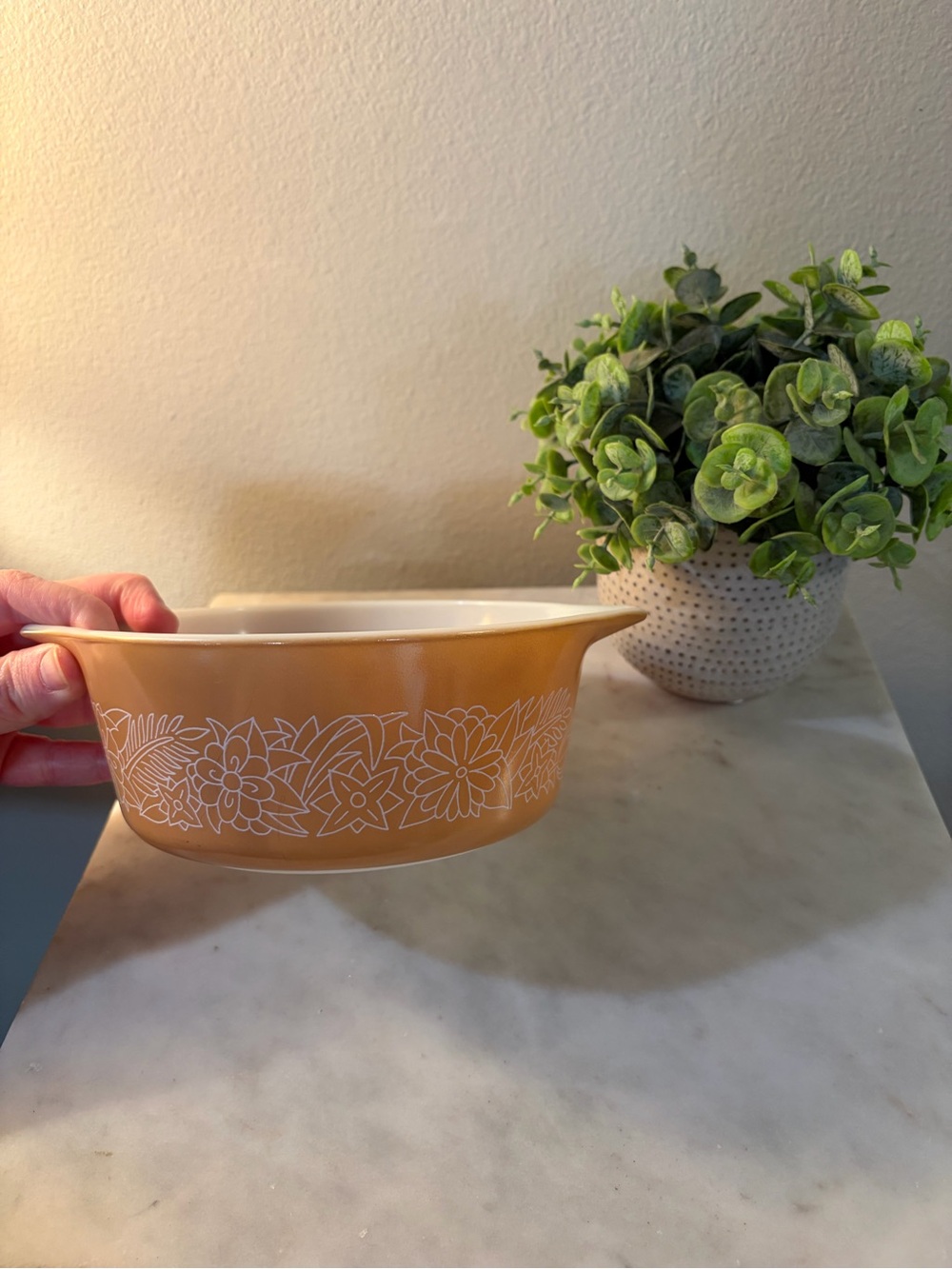 Vintage Pyrex Woodland 475-B Brown Floral Cinderella Casserole Dish 2.5 Qt – 197